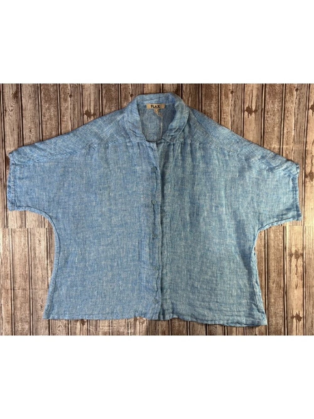 Flax 100% Linen Button Down Cherished Shirt color blue size 1X NWT mspr $107